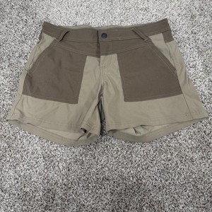 Prana Womens Hiking Shorts Asha Sz 6 Tan Brown Colorblock Stretch Outdoor Nylon
