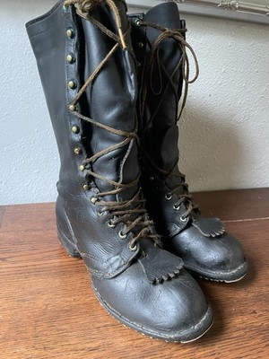 West Coast Logging Boots Corks Vintage Size 9 Leather Black Lace Up Woods