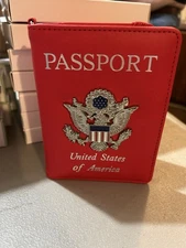 Red Leather Passport Holder with AirTag Holder