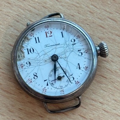 Tavannes Grabenuhr - A.W.C.CO Sterling Gehäuse - zum restaurieren / reparieren - 28mm