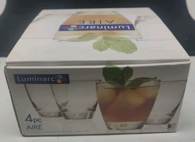 NEW Vintage Luminarc Aire 10.75oz  Double Old Fashion Glasses Set Of 4 USA #202S