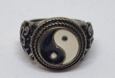 Vintage Yin Yang Brass Ring Size R