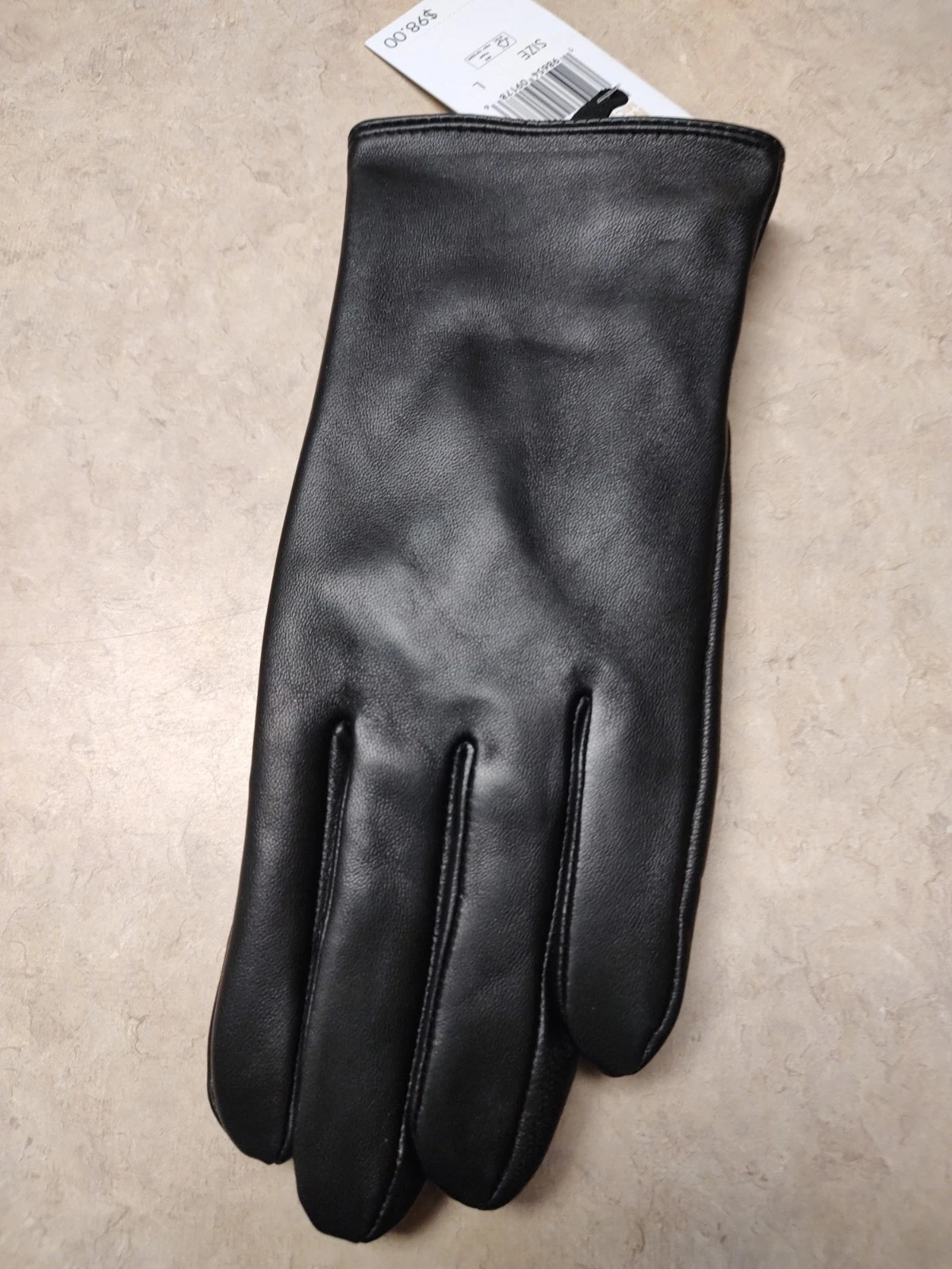 NWT Michael Kors Leather Logo Touch Screen Gloves Black Buttery Soft - LARGE BLK