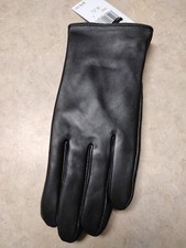 NWT Michael Kors Leather Logo Touch Screen Gloves Black Buttery Soft - LARGE BLK
