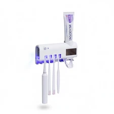 UV Light Toothbrush Holder Sterilizer Cleaner Automatic Toothpaste Dispenser