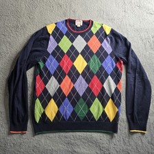 Brooks Brothers Sweatshirt Mens Large Navy Multicolor Diamond Argyle Preppy