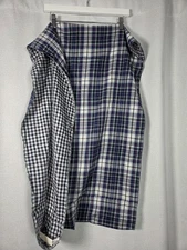 NWT Talbots Blue Plaid 100% Cotton Reversible Infiniti Scarf  23"x33"    $50