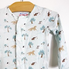 Magnetic Me Footie Unisex 6-9 Months Light Blue Dog Print Magnetic Sleeper
