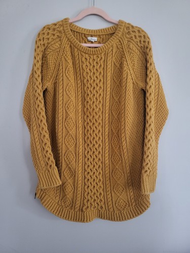 Maglione LL Bean donna giallo senape firma pescatore maglia cavo grande/xl - Foto 1 di 4