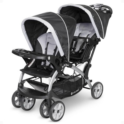 Baby Trend Sit N' Stand Easy Fold Travel Toddler & Baby Double Stroller, Stormy