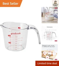 High-Impact 2-Cup Measuring Cup with Elegant Red Accents for Stylish Kitchens