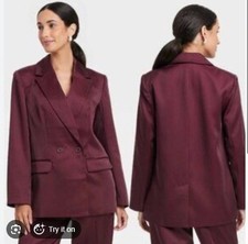 A.New.Day NEW  Woman's Solid Satin Blazer size XS Burgandy