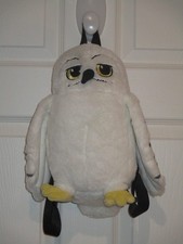Harry Potter Hedwig White Black Owl Speckled Zipper 12 Plush Kids Backpack