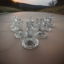Matching Tapered Clear Glass Candle Holders 4 1/4" Tall