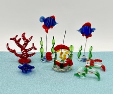 Vintage Glas Fische u.a.  Mehrfarbiges Glas Handarbeit Unikat - Aquarium