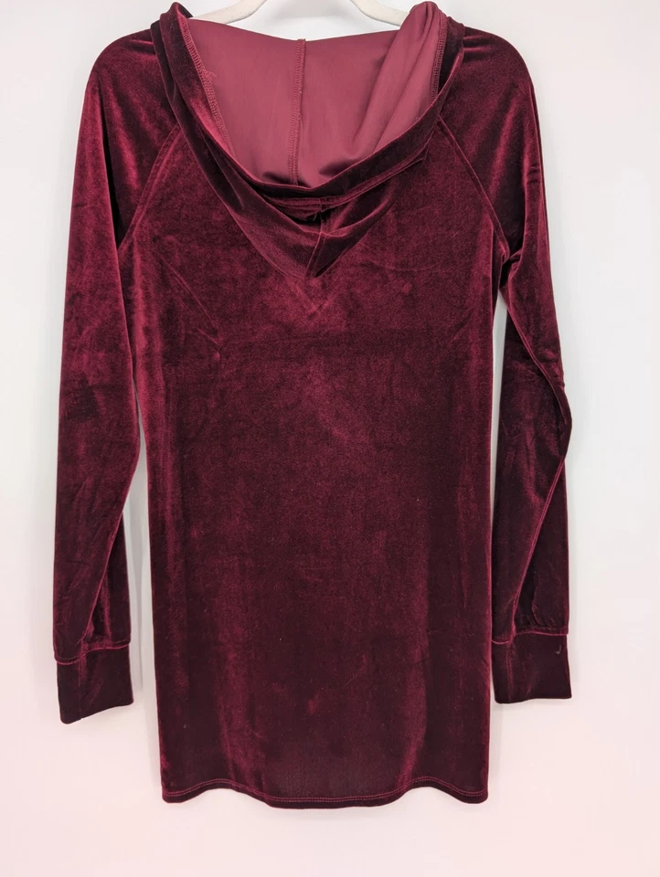 Camisa con capucha renacentista caprichosa hada bruja con cordones terciopelo borgoña para mujer Foto 3 de 4