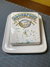 Estello Roquefort Pottery Cheese Holder Lidded Tray Made In France RARE
