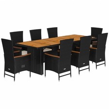 Patio Dining Set with Cushions Outdoor Furniture Black Poly Rattan vidaXL
