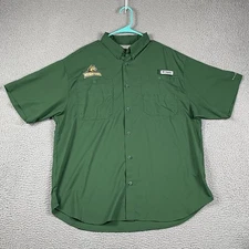 Columbia Button Down PFG Shirt Men's Large Green Wright State Raiders Basketball