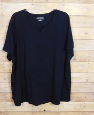 Catherines Shirt 4X 30/32W Black Short Sleeve V-Neck Casual Comfy