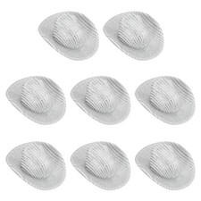 8Pcs Mini Cowboy Hats Miniature Western Hat Small Square Style White
