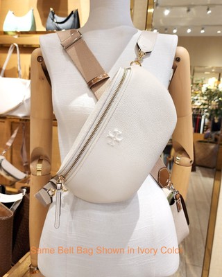 Latest New Tory Burch Thea Tiramisu Tan Pebbled Leather Belt  display picture 3