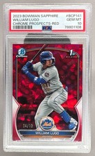 1108 William Lugo 2023 Bowman Chrome Sapphire #BCP-141 Red 1st RC /10 PSA 10
