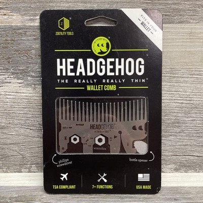 Hedgehog really really thin Wallet Comb 7 Function Tool TSA compliant USA made