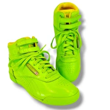 VTG 1980’s Reebok Womens Freestyle Classic High Top Lime Green Arobic Sz 4.5 USA