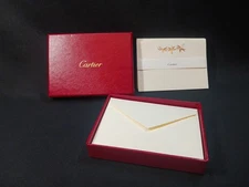 Cartier Set 10 Note Cards Envelopes W/Box Gold Floral Pattern RARE