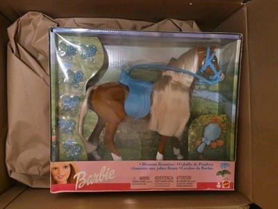 Barbie Blossom Beauties, Brown Horse With Blue Saddle 2002 New