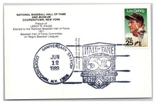 Lou Gehrig #2417  June 12  1989   Hall of Ame Card Leroy R Paige Plaque HOF 2