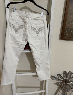 Vigoss Women s White Skinny Capri Jeans Mid Rise 5-Pocket Button