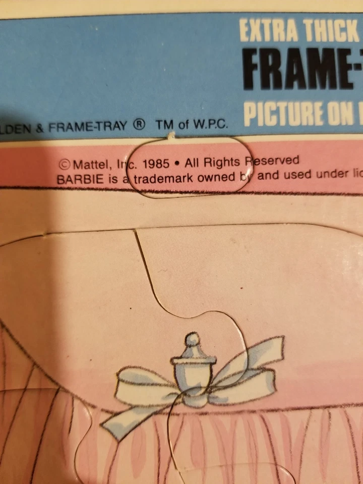 1985 Mattel Extra Thick Frame Tray Puzzle Golden Barbie Sleep over Party VINTAGE - Image 4 of 4
