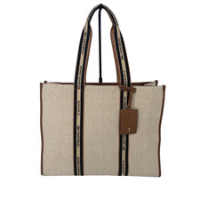 Borsa TED BAKER Georjey in tela con tessitura di marca grande dettagli in pelle beige/marrone