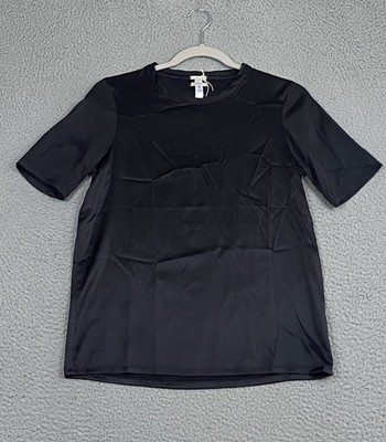 Massimo Alba Womens Stretch Silk Black Tee Shirt XS Luxury Designer Italy New!