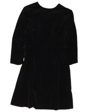 VINTAGE Womens Velvet A-Line Dress UK 10 Small Black PH06