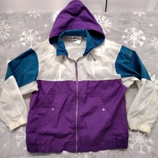 Vtg 90s Nike Colorblock Geometric Windbreaker Jacket Full Zip Women's Large