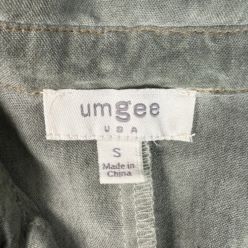 Umgee Camisa Manga Corta Vestido Flecos Parte Inferior Mujer S Rayón Nylon Verde Bolsillo - Imagen 4 de 8