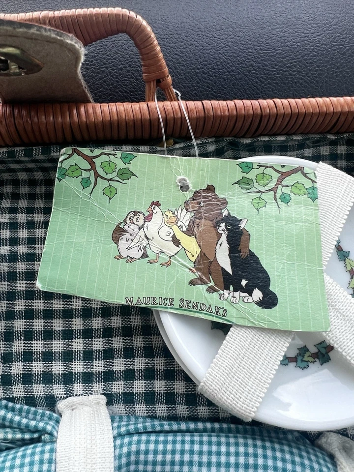 Винтажный Maurice Sendak Маленький Медведь Чайный Набор Корзина для Пикника Керамическая Редкая Не Полная  - Изображение 2 из 4