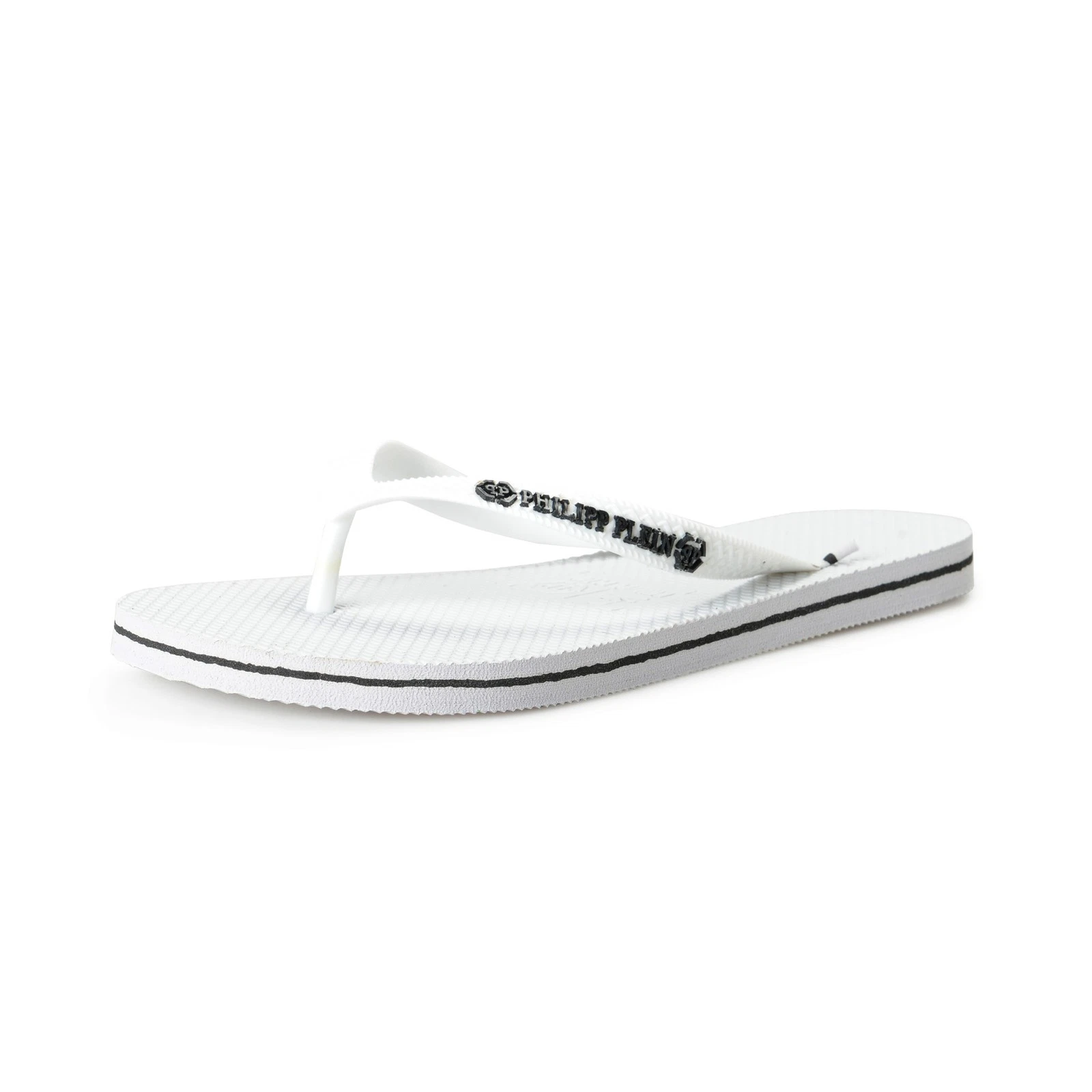Philipp Plein White/White Rubber Logo Print Flip Flops Shoes