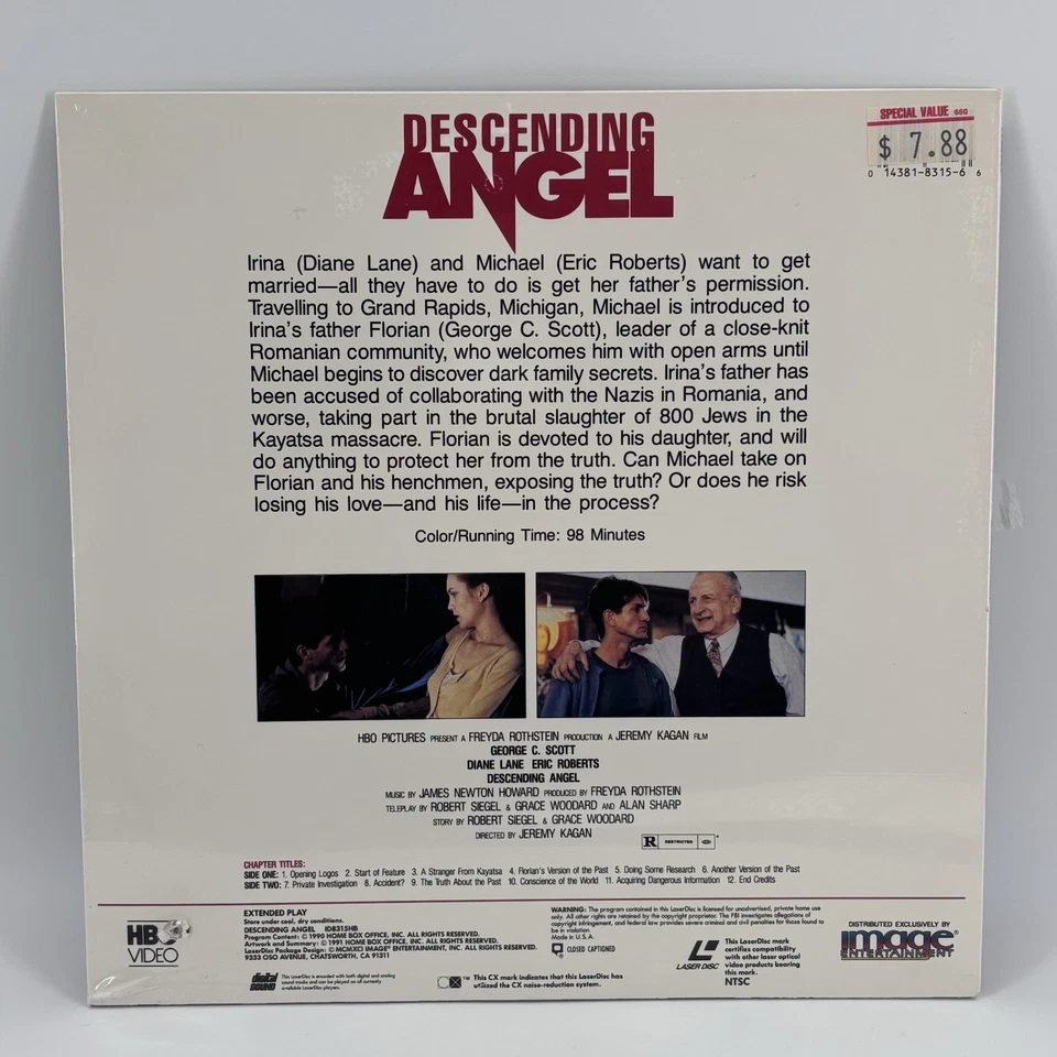 Descending Angel (1990) Laserdisc HBO George C. Scott Diane Lane - Image 2 of 2