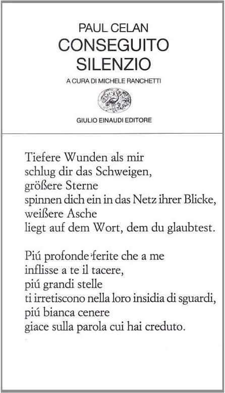 Libro Nuovo - Paul Celan - Conseguito Silenzio  - Einaudi