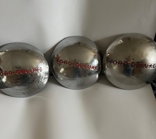 Set Of 3 Vintage Oem 1940 Ford Deluxe Dog Bowl Wheelcovers Stainless 8.5 Set Of 3 Vintage Oem 1940 Ford Deluxe Dog Bowl Wheelcovers Stainless 8.5