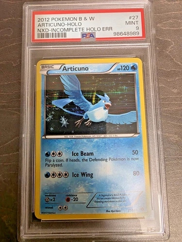 2012 Pokemon Articuno INCOMPLETE HOLO ERR Next Destinies B & W 27/99 PSA 9 MINT