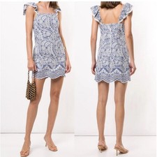 Alice + Olivia Honor Flutter Tunic Eyelet Dress 12 Blue Chambray NWT CC004K04527
