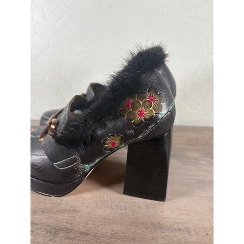 Zapatos de salón L'Artiste by Spring Step Tancy talla 7,5 cuero negro imitación piel tacón grueso - Imagen 7 de 10