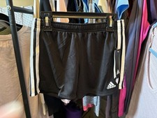adidas Girls' 3-Stripes Pacer Mesh Athletic Shorts Black Size M 10/12 