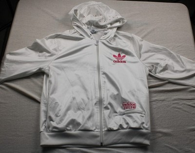 Adidas Damen Chile 62 Track Jacket Weiß Pink Trefoil Strass Kapuzenjacke 2012