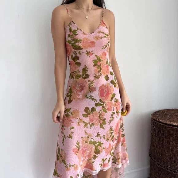 Betsey Johnson x Urban Outfitters скольжения платье маленький розовый цветочный винтажный Y2K фея - Изображение 2 из 4